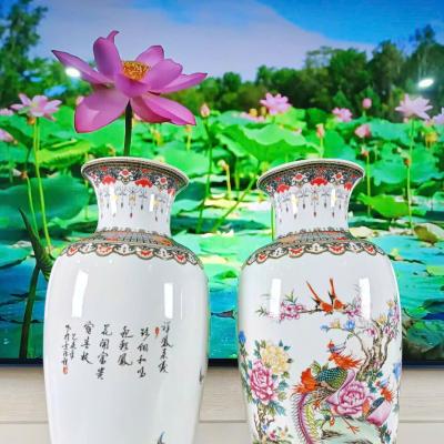 CẶP BÌNH ĐĂNG ĐỐI HỌA TIẾT PHƯỢNG HOÀNG - MẤU ĐƠN